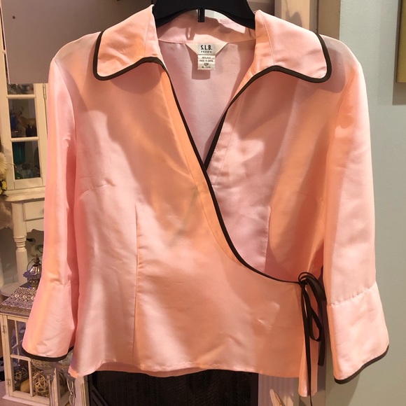 VINTAGE S.L.B Petite 100% Silk Blouse Shirt Top - Picture 4 of 7
